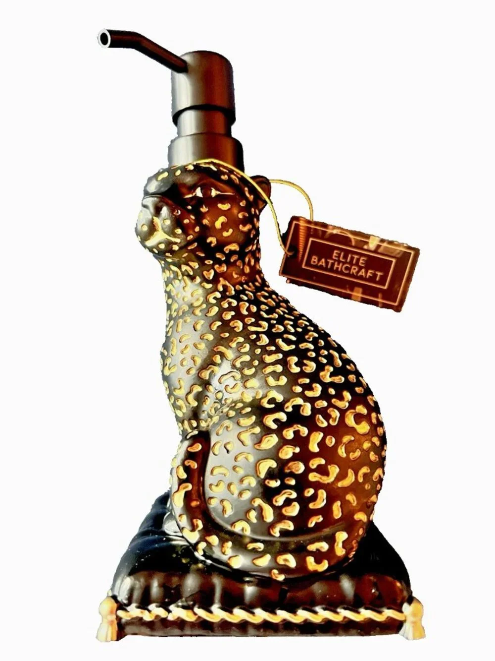 Black & Gold Leopard Soap Pump Elite Bathroom Decor Luxury Animal Print Vanity